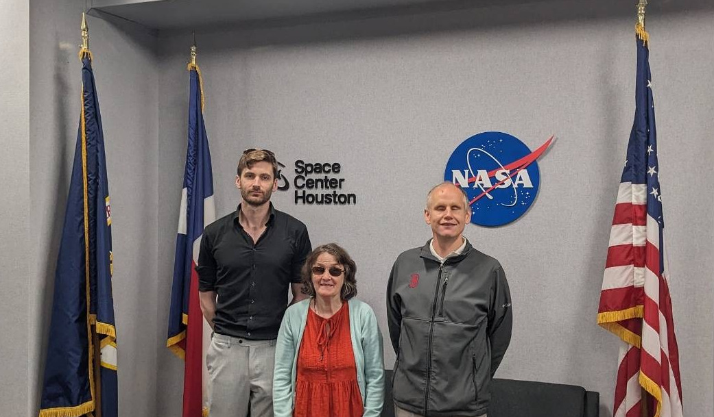 From the left: Ed Rogers, Stephanie Sergeant and Dave Williams, meeting with the Space Center, Houston, NASA, about using the Canute Console to make astronomical phenomena accessible to blind people.
